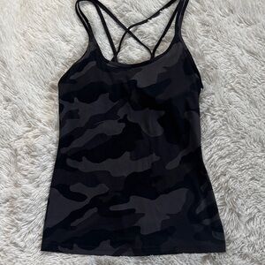 Old Navy Active Strappy Black Camouflage Shelf Bra PowerSoft Tank Top